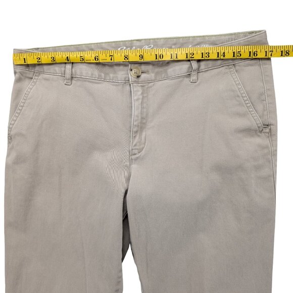 Eddie Bauer Boyfriend Chino Pants Womens Khaki Beige Flat Front Size 12 - Picture 8 of 11